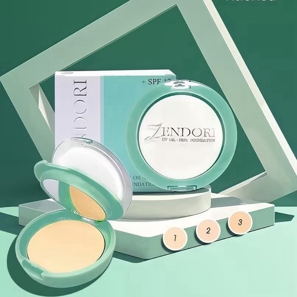 แป้งพัฟ Zendori UV Oil Free SPF12 รองพื้น Zendori UV Oil-Free (สีเขียว)