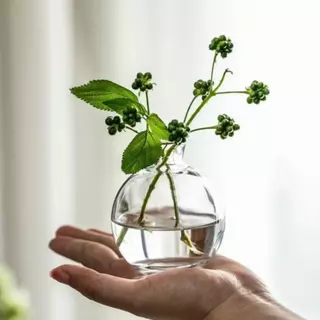 OurHome [พร้อมส่ง] แจกันแก้วทรงไม่สม่ำเสมอสไตล์ฝรั่งเศส French-style irregular glass vase ของแต่งบ้าน พร็อพถ่ายรูป ร้านก