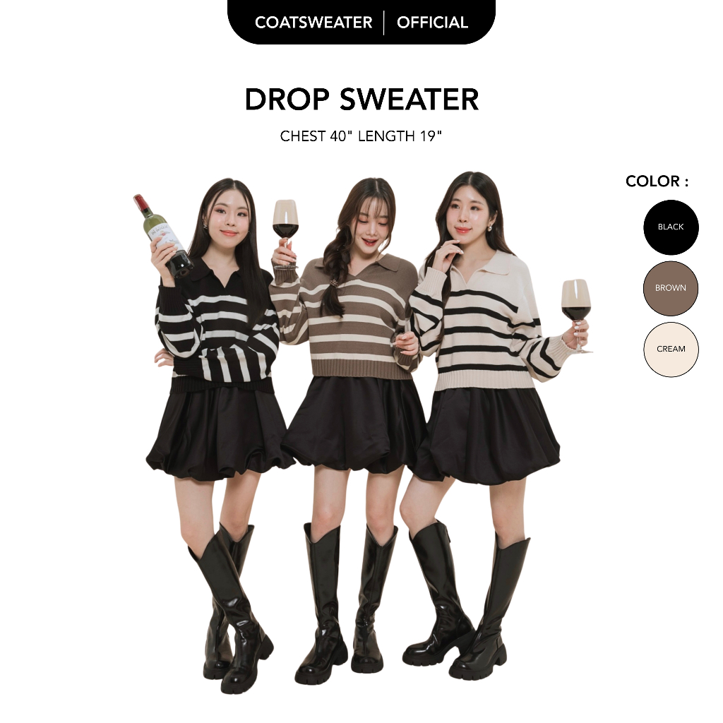DROP SWEATER สเวตเตอร์ทรงกึ่งครอป ผ้าดีมากๆ ทอละเอียดหนานุ่ม