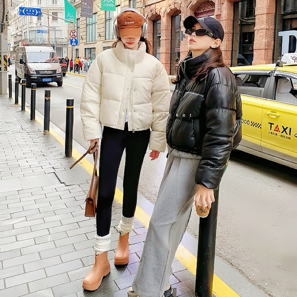 Rapat_closet🤎🌨️Jayrin Jacket(PU)🌨️🤎R005 พร้อมส่ง แจ็คเก็ตหนังกันน้ำ มีสาบปรับรูด เหมาะกับอุณหภูมิเลขเดียวค่ะ