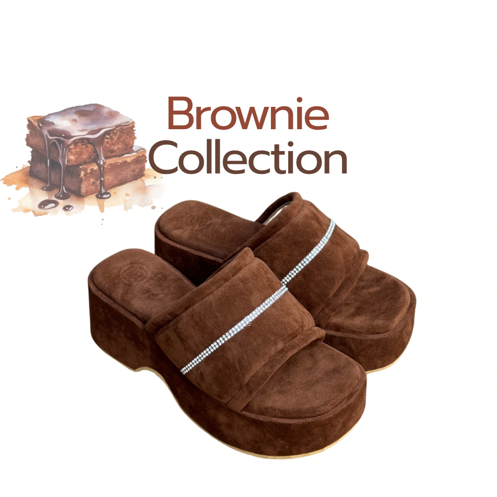 FS_17 น้องบราวนี่ BROWNIE รองเท้าแฟชั่นส้นตึก3นิ้ว หนังกลับ น้ำหนักเบา นุ่มนิ่ม ใส่สบาย ไซส์36-45