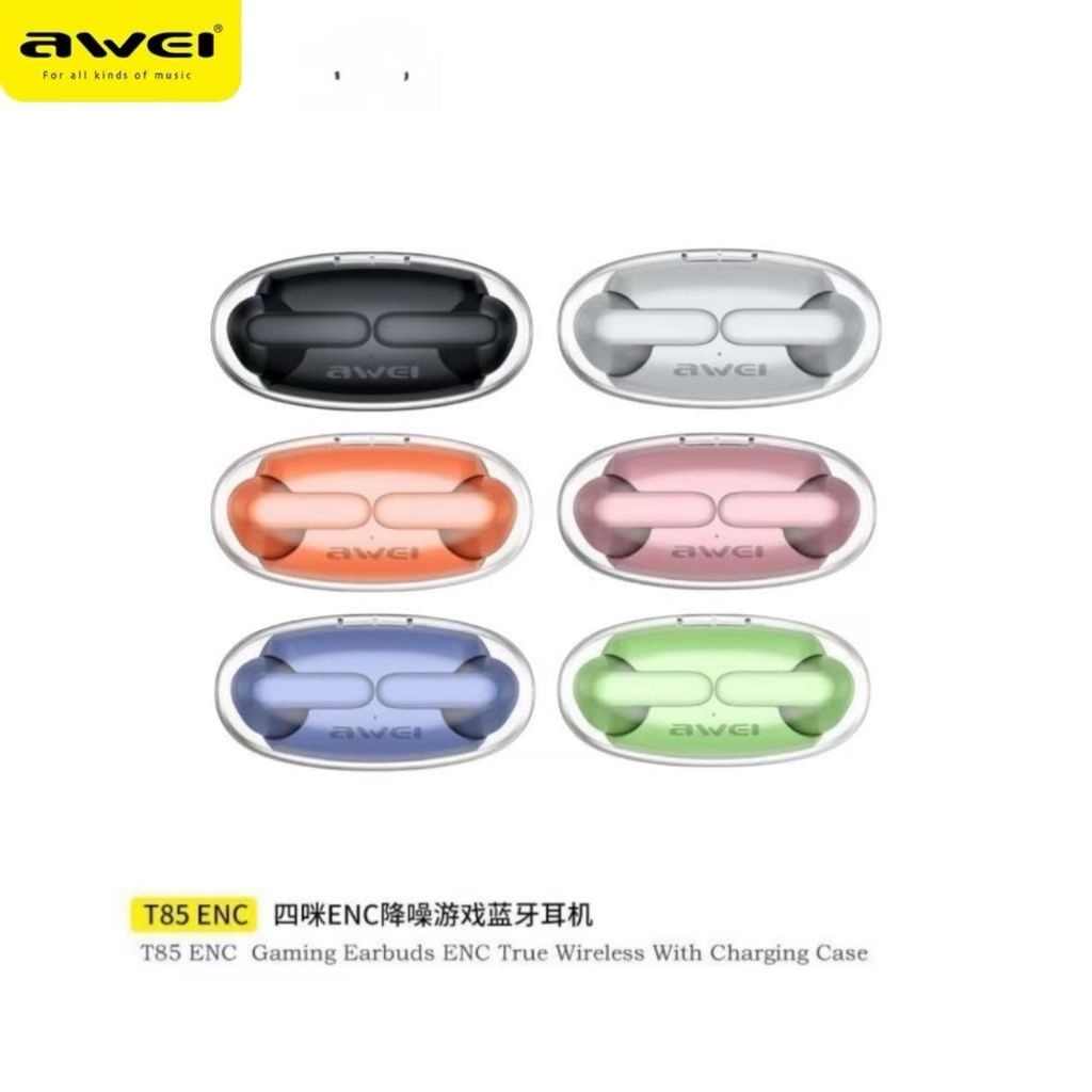 Awei T85 ENC หูฟังอินเอียร์ หูฟัง ไร้สาย TWS Dual Dynamic Driver Earbuds จอแสดง LED กันน้ำ/กันเหงื่อ
