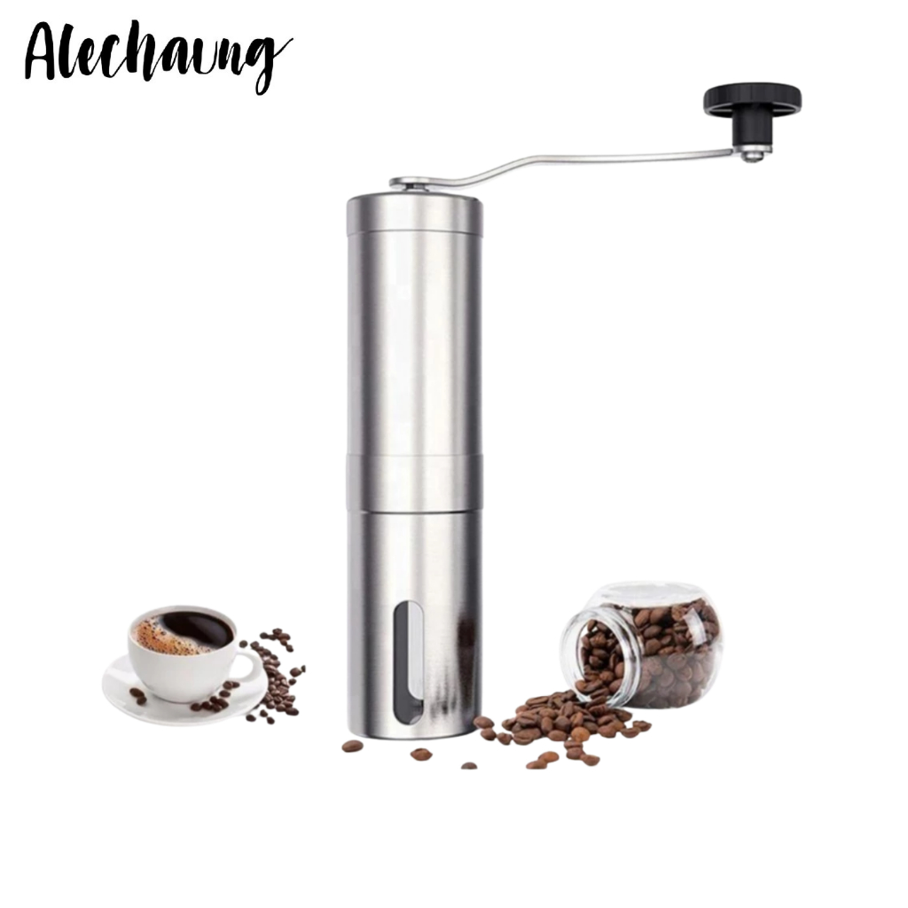 เครื่องบดกาแฟ เครื่องบดเมล็ดกาแฟ Coffee grinder สแตนเลส แบบมือหมุน ใช้งานง่าย พกพาสะดวก Alechaung coffee