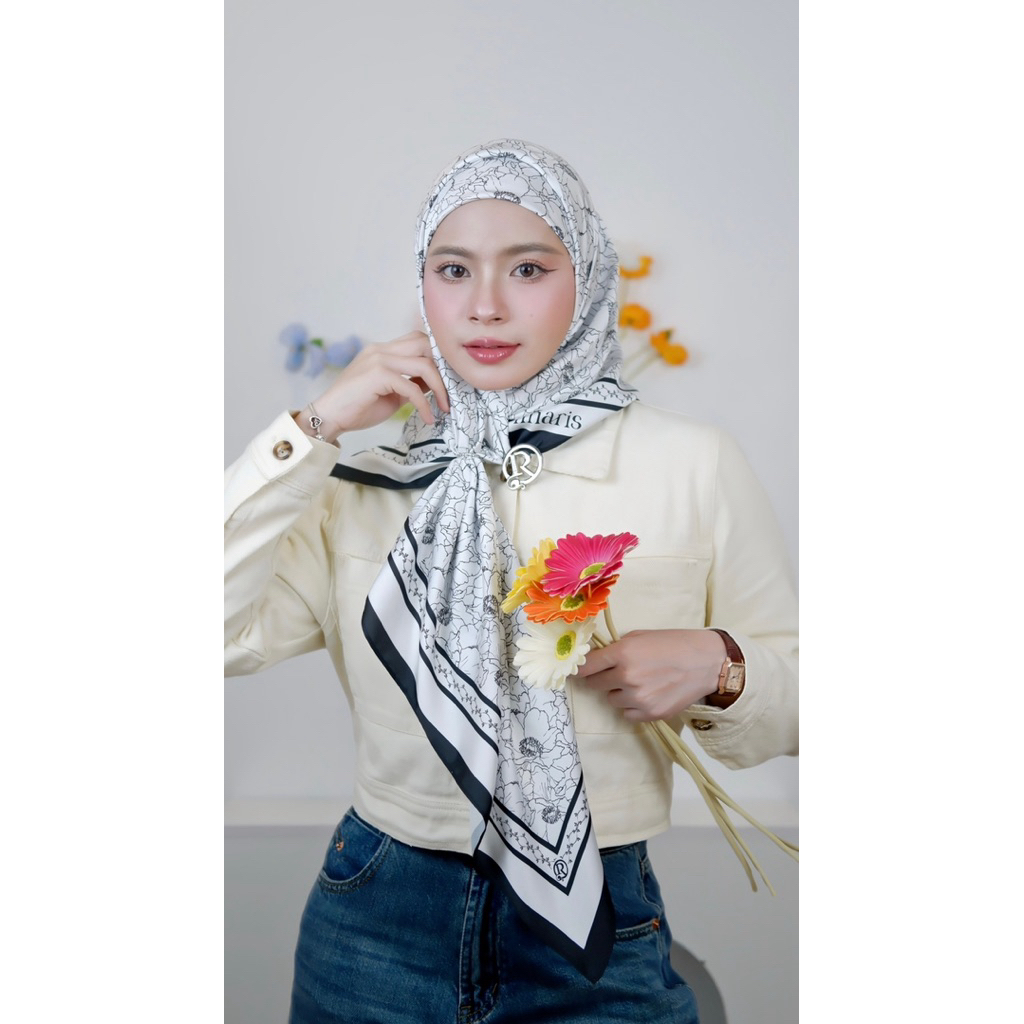 Rinaris เนื้อผ้าซาตินพรี่เมี่ยม พิมลาย ผ้าเย็นใส่สบาย ไม่ปวดหัว