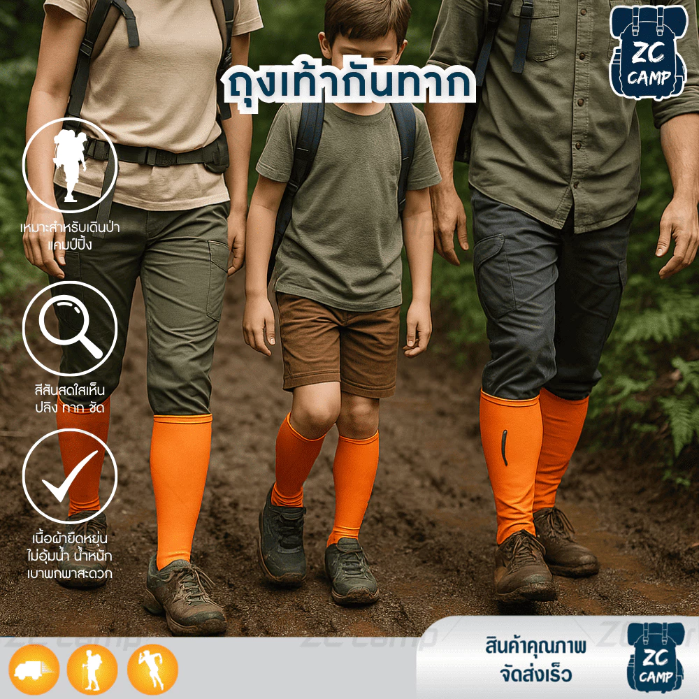 ZC CAMP ถุงเท้ากันทาก ถุงเท้ากันปิง สำหรับเดินป่า ปีนเขา 1 คู่