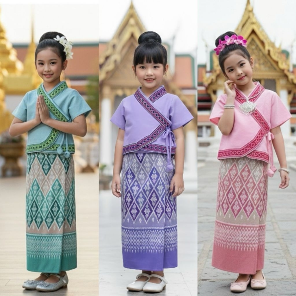 ชุดล้านนาเด็กผู้หญิงชุดพื้นเมืองเด็กชุดไทยเด็ก ชุดเด็กหญิง✅(MO) ราคา ถูกที่สุด ดีลบีเคเค