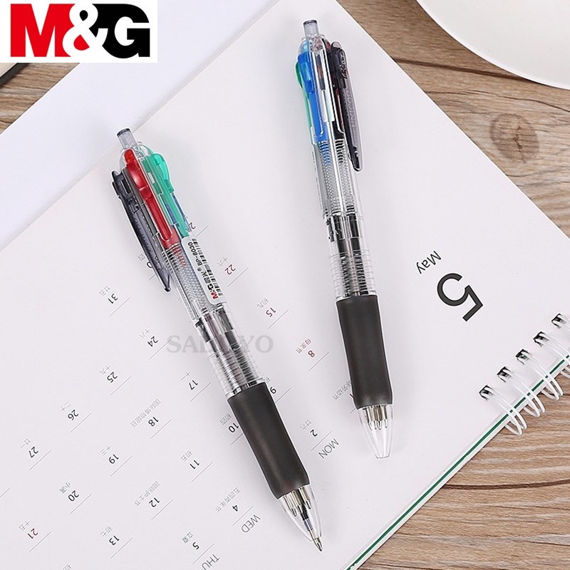 ของแท้ M&G ปากกาลูกลื่นแบบกด 0.7 มม.BP-8030 4 สี สีดำ/ แดง/ น้ำเงิน/ เขียว #เครื่องเขียน #School #office
