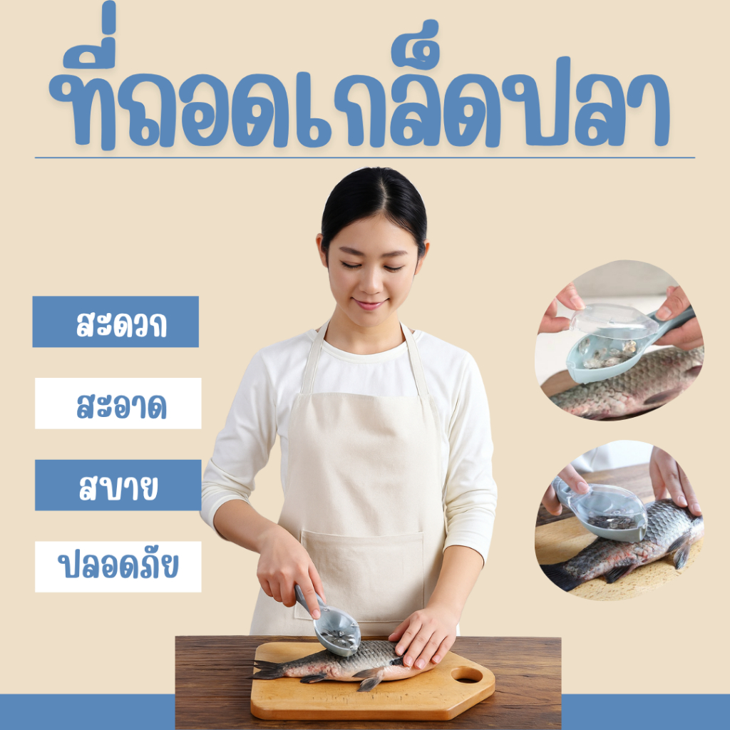 ที่ขูดเกล็ดปลา ป้องกันเกล็ดกระเด็น มีกล่องเก็บเกล็ด ใช้งานสะดวก ปลอดภัยต่อมือ
