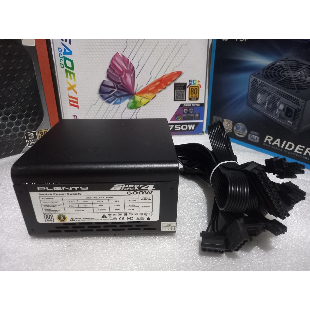 PSU ประกัน 1เดือน Plenty Super Black 4 600W 80+White มือ2 / power supply /  พาวเวอร์ซัพพลาย