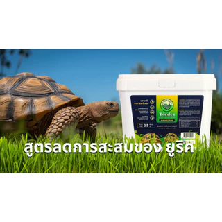 อาหารเต่าบก ไฟเบอร์สูง ลดกรดยูริก เสริมแคลเซียม Spirulina เต่าบกทุกสายพันธุ์ Proudnyfarm TORDES ขนาด 2.5 กิโลกรัม (ถัง)