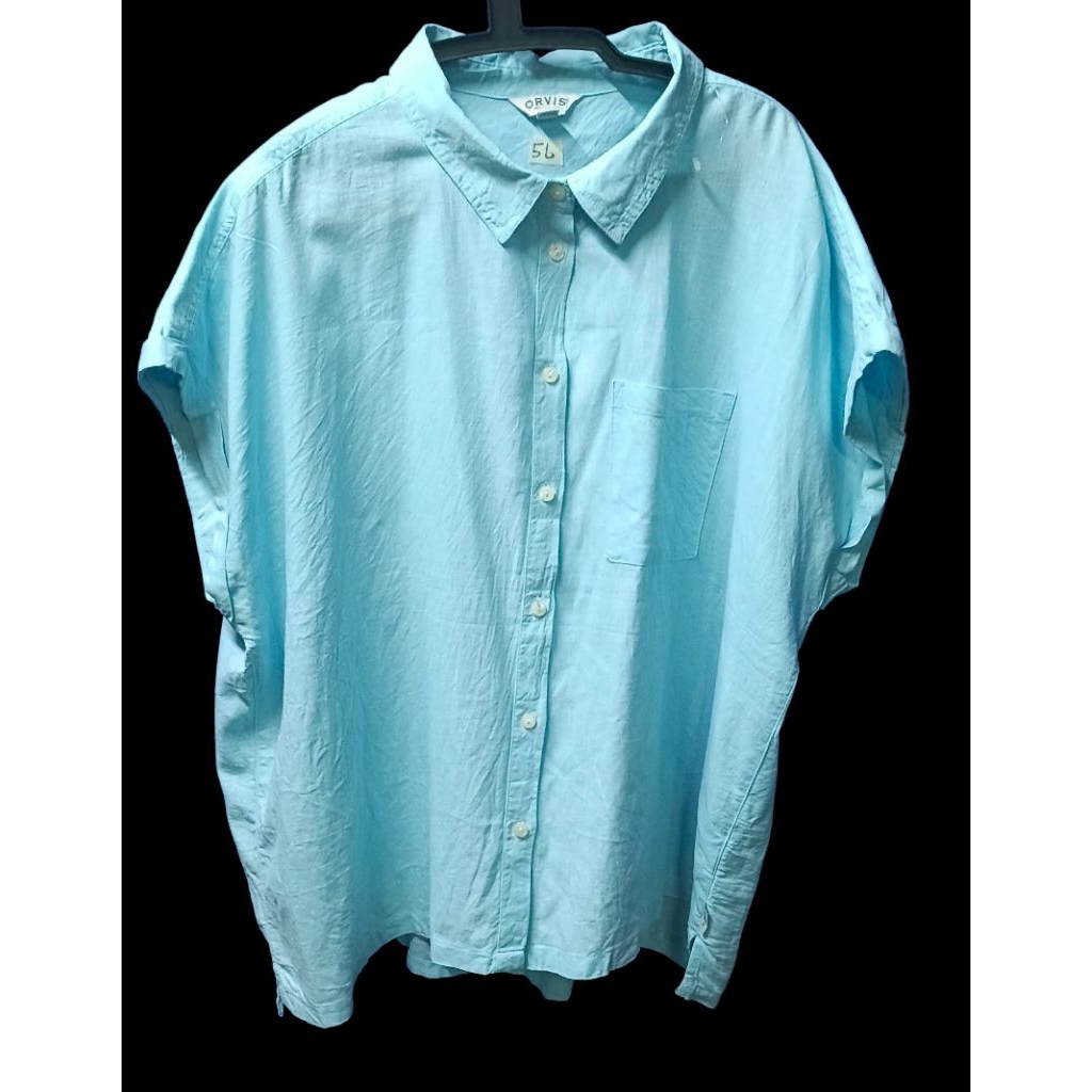 A2มือสอง ลินิน 55%  หน้าผ้า 56 ยาว 28 รอบแขน 18 นิ้ว(แขนล้ำ)