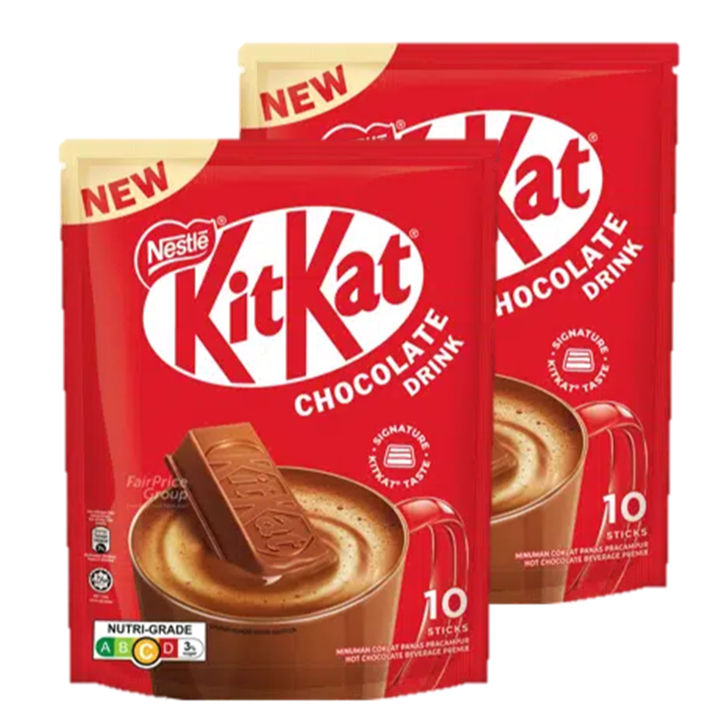 KitKat 3 in 1 Chocolate Drink Powder คิทแคท ช็อกโกแลต มิกซ์ปรุงสำเร็จ 33g.x 10ซอง (2แพค)