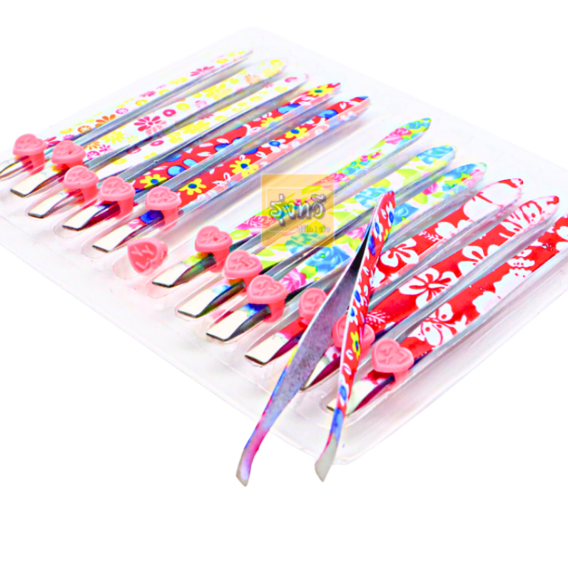 รวม แหนบ พิมพ์ลาย ปากเฉียง -ปากตรง - ตราผึ้ง -แหนบ 209 YILIYA (12อัน)  💗 แหนบลาย - รูปที่ 3