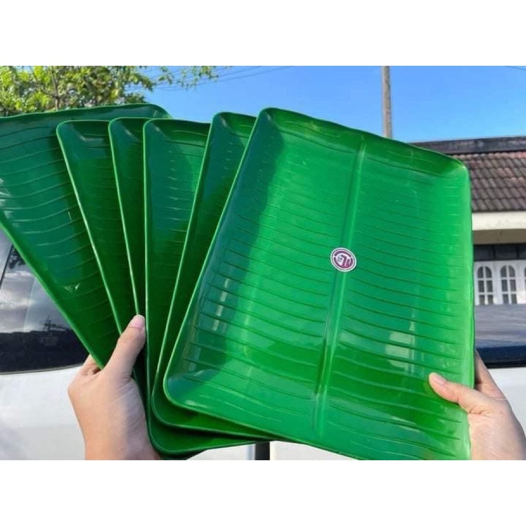 ถาดใบตอง ขนาดใหญ่ 3ใบ100฿ สี่เหลี่ยมอ่อน