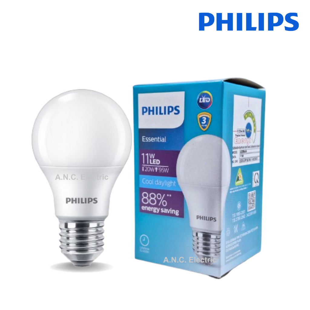 PHILIPS หลอด LED 11W ขั้ว E27 รุ่น Essential