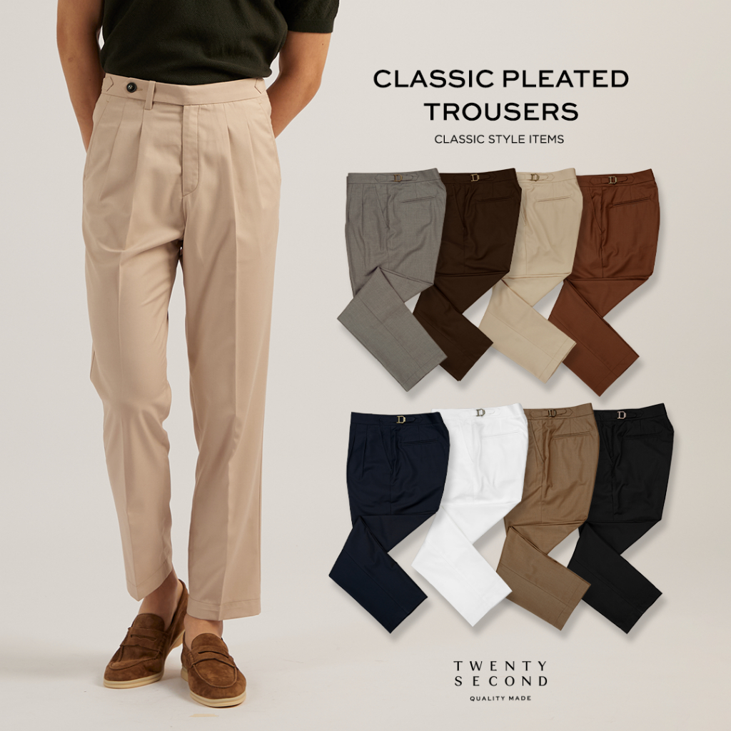TWENTYSECOND กางเกงขายาวทรงเอวสูง รุ่น Classic Pleated Trousers