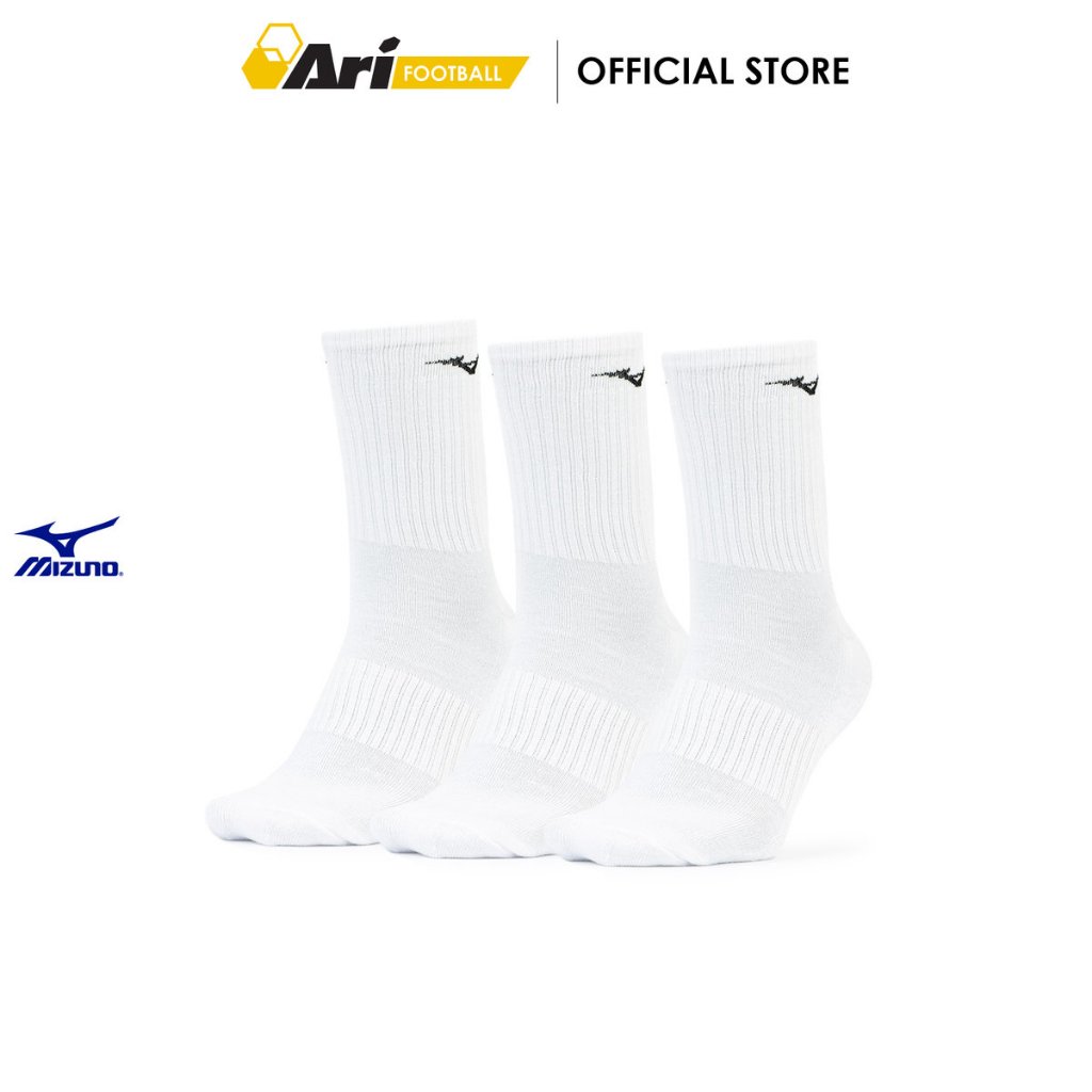 MIZUNO TRAINING SOCKS 3P - WHITE (32GX2505Z0) ถุงเท้ามิซูโน่ แพ็ค 3 สีขาว