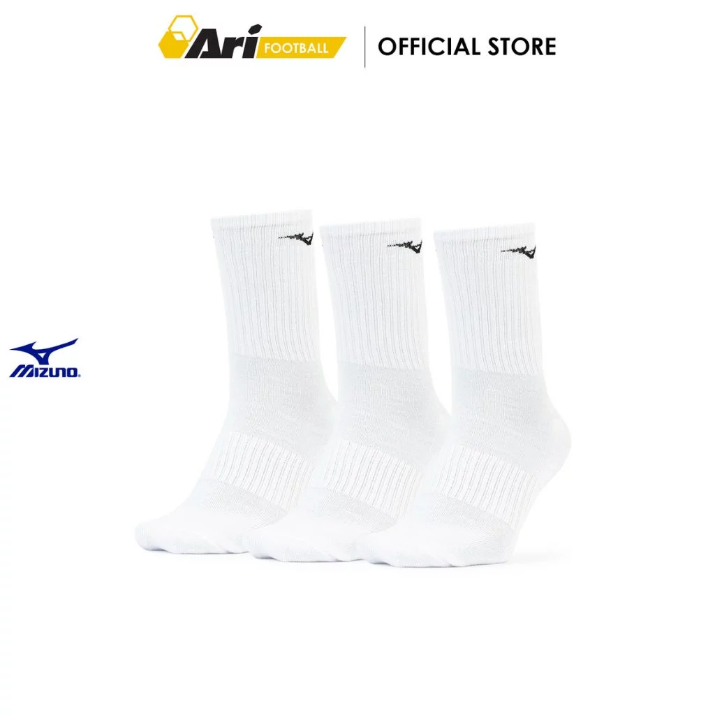 MIZUNO TRAINING SOCKS 3P - WHITE (32GX2505Z0) ถุงเท้ามิซูโน่ แพ็ค 3 สีขาว