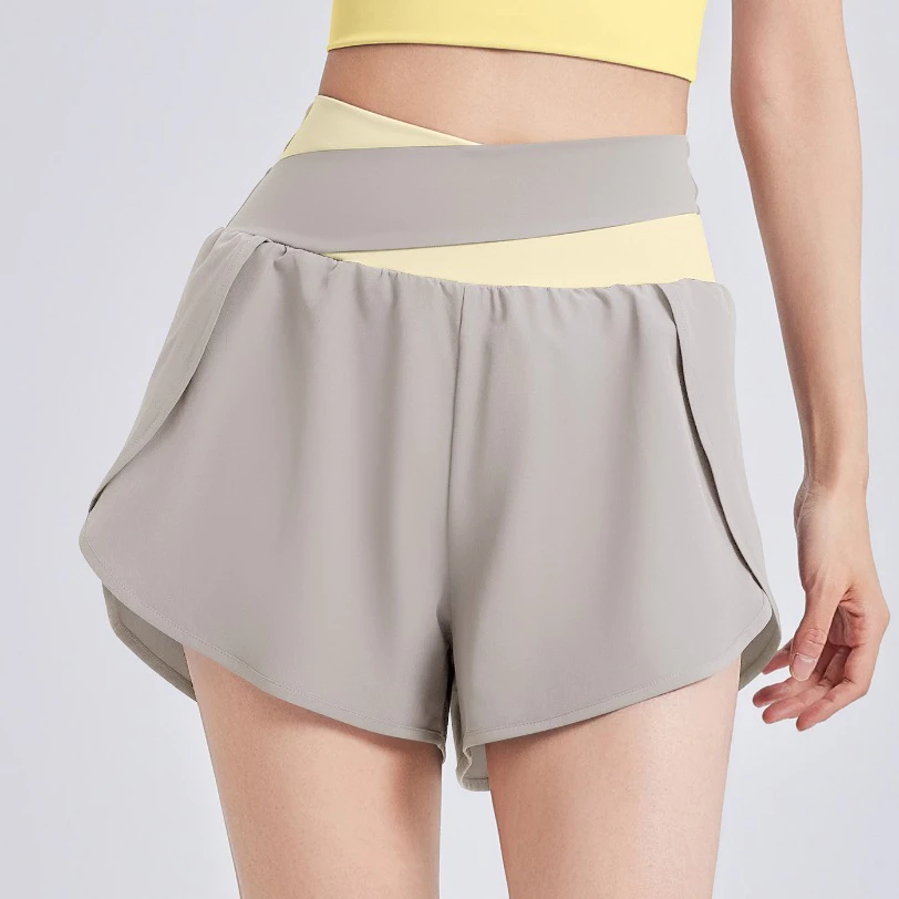 กางเกงออกกำลังกายขาสั้น ผู้หญิง สีทูโทน ยืดหยุ่น ไซส์ S-3XL thumbnail 9