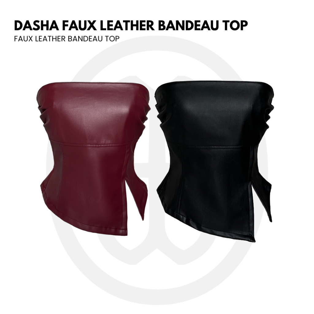 MOTTOM – DASHA Faux Leather Bandeau Top