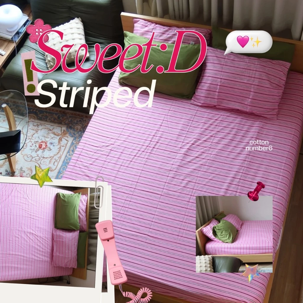 เซตผ้าปูที่นอน cottonnumber6 3 ชิ้นและ 5 ชิ้น รุ่น Vivid vibe / Sol stripe thumbnail 3
