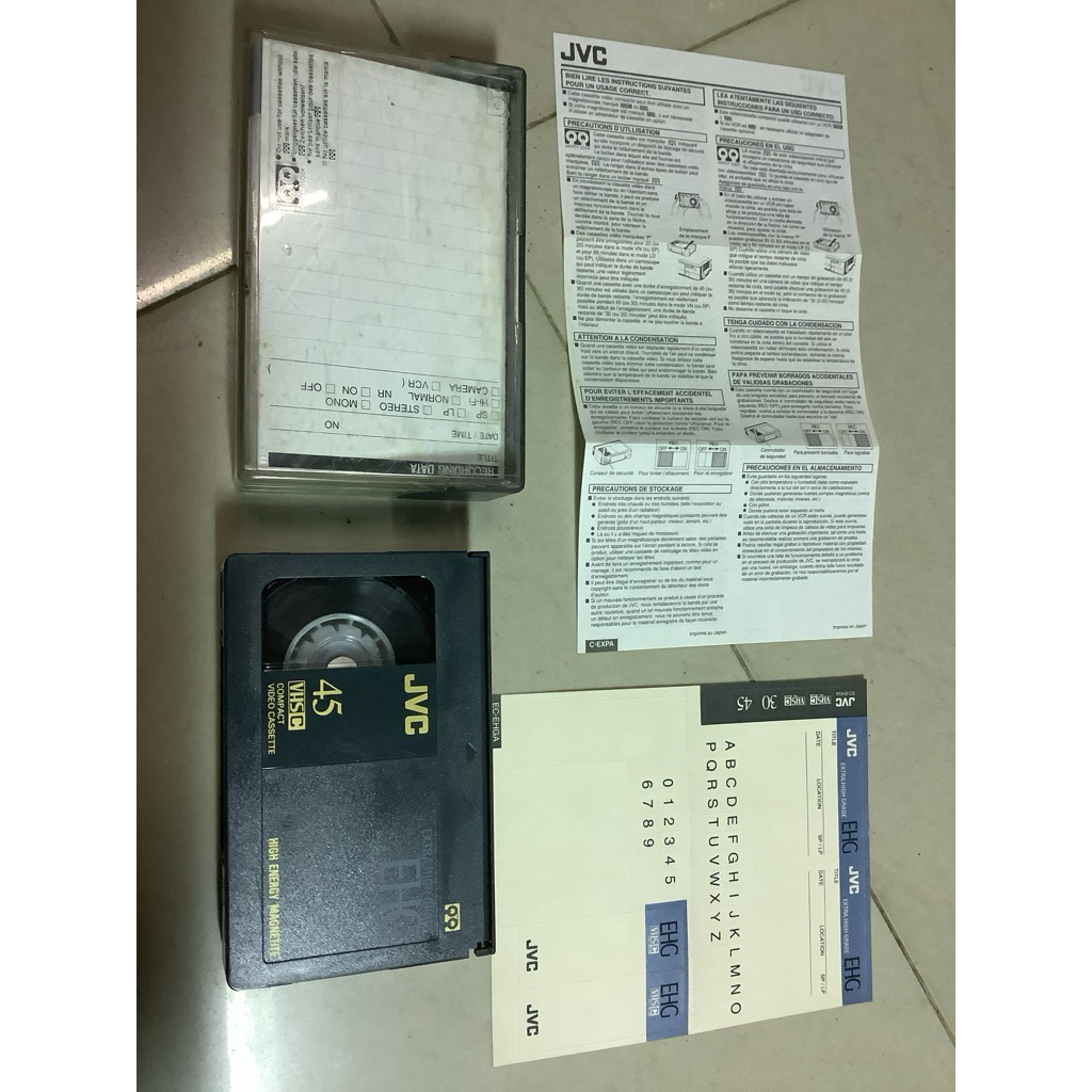 มือ2 VHS jvc EHG 45,ม้วนเทปวีดีโอ 8mm. sony metal made in japan,vhs 8 mini dv 60นาที/jvc ec-30/jvc E