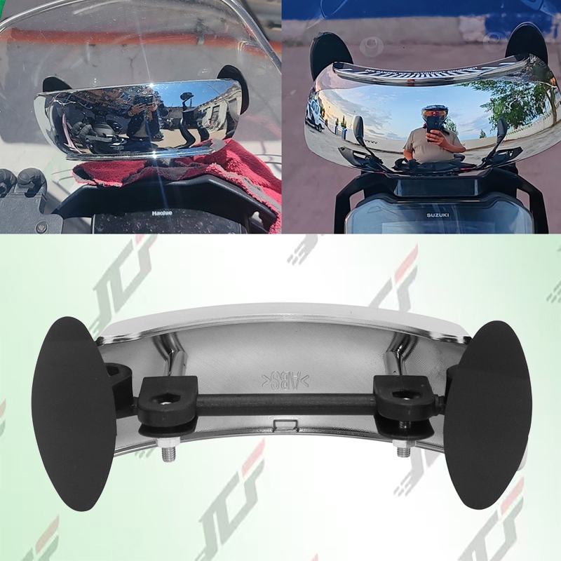 กระจกส่องหลัง แบบโค้ง ติดตำแหน่งหลังชิวหน้ารถมอเตอร์ไซค์ เสริมความปลอดภัย มองเห็นมุมอัพสายตาได้ดียิ่งขึ้น - รูปที่ 3