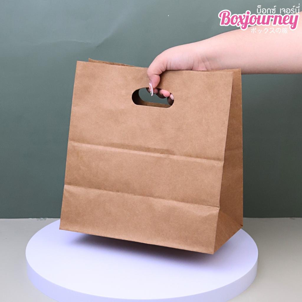 Boxjourney ถุงกระดาษน้ำตาล แบบหูเจาะ 28x28x15 ซม. (25 ชิ้น/แพ็ค) ราคา ถูกที่สุด ดีลบีเคเค