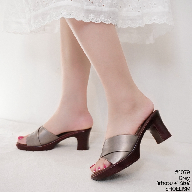 (เท้าอวบเพิ่ม 1 ไซส์) รองเท้าลำลอง ส้นสูงแบบสวม (SS 1079) ส้นแมกซี่สวย รุ่นนี้ใส่แล้วดูสง่าเป๊ะเว่อร์สุดๆ - รูปที่ 4