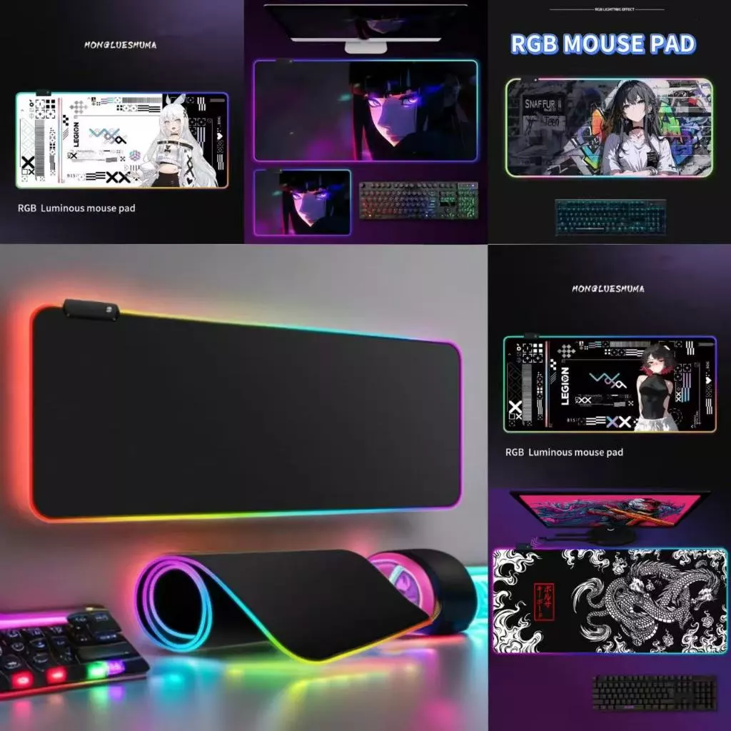 แผ่นรองเมาส์มีไฟ GMS-wt-5 Gaming Mouse Pad RGB 7colors (300×800×4)เปลี่ยนไฟได้ 14 โหมด