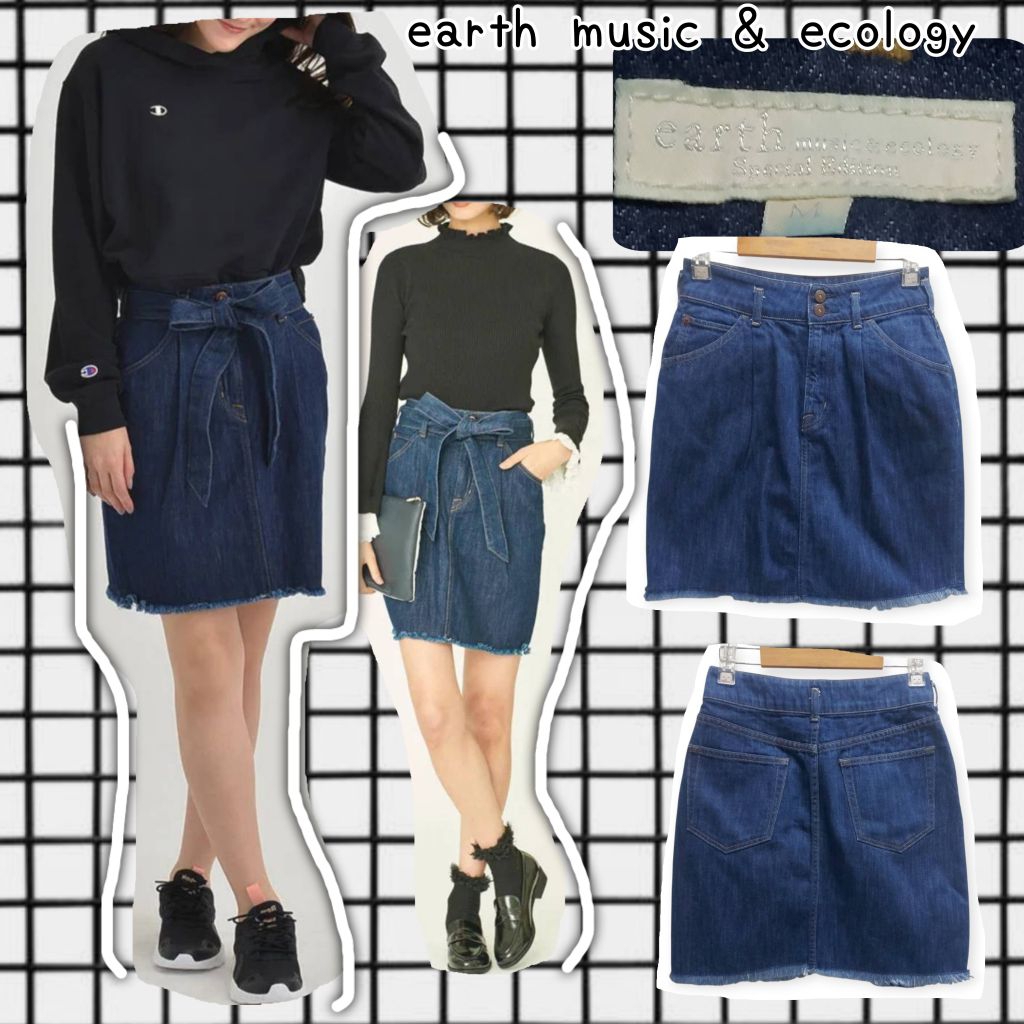 🧿E A R T H_M U S I C & E C 0 L 0 G Y=กระโปรงยีนส์สั้น