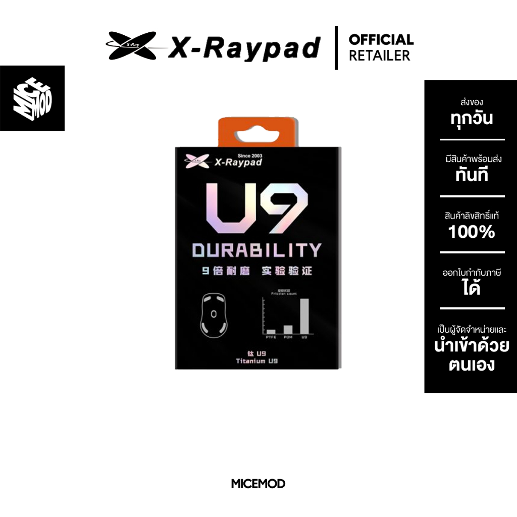 เมาส์ฟีท X-raypad รุ่น U9 AIR 6.5mm แบบ Universal Dots  (สามารถใช้งานได้กับเมาส์ทุกรุ่น)