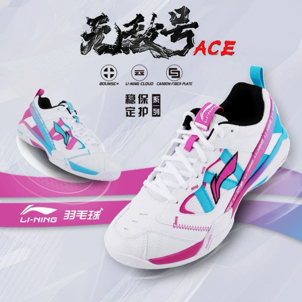 (pre order) รองเท้าแบดมินตัน Li-Ning Invincible ACE สี Pink-Blue (AYAR015) 💗🩵