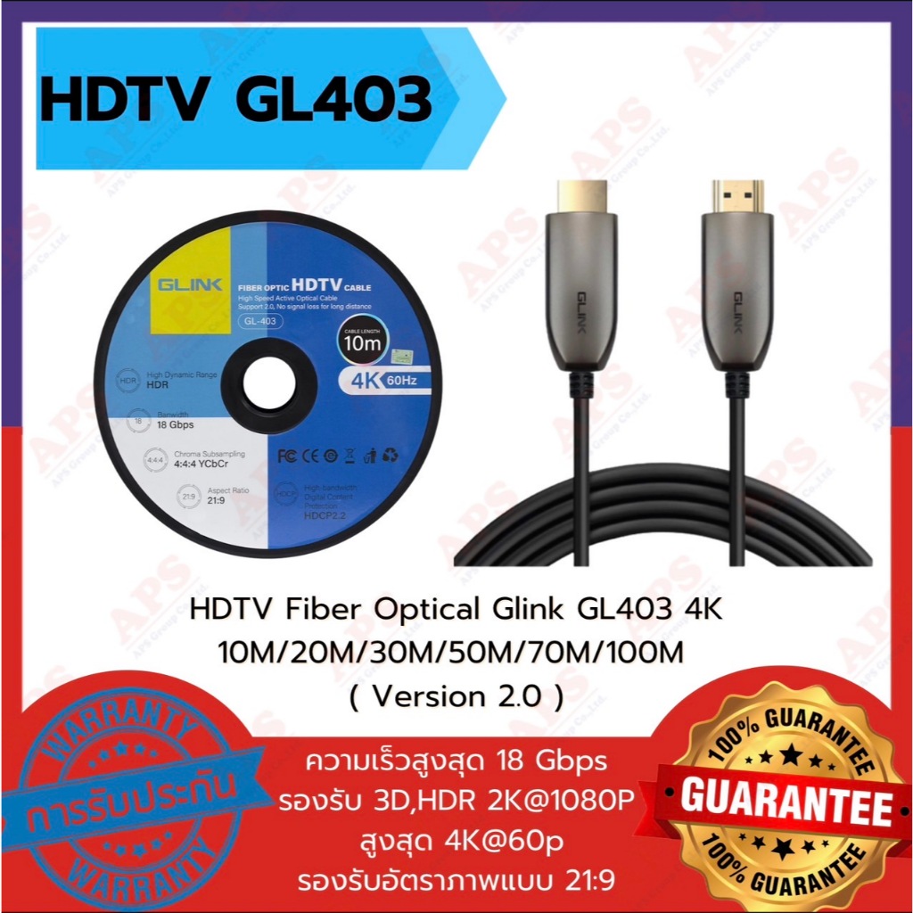 HDTV Fiber Optical Glink GL403 4K 10M/20M/30M/50M/70M/100M  ( Version 2.0 )