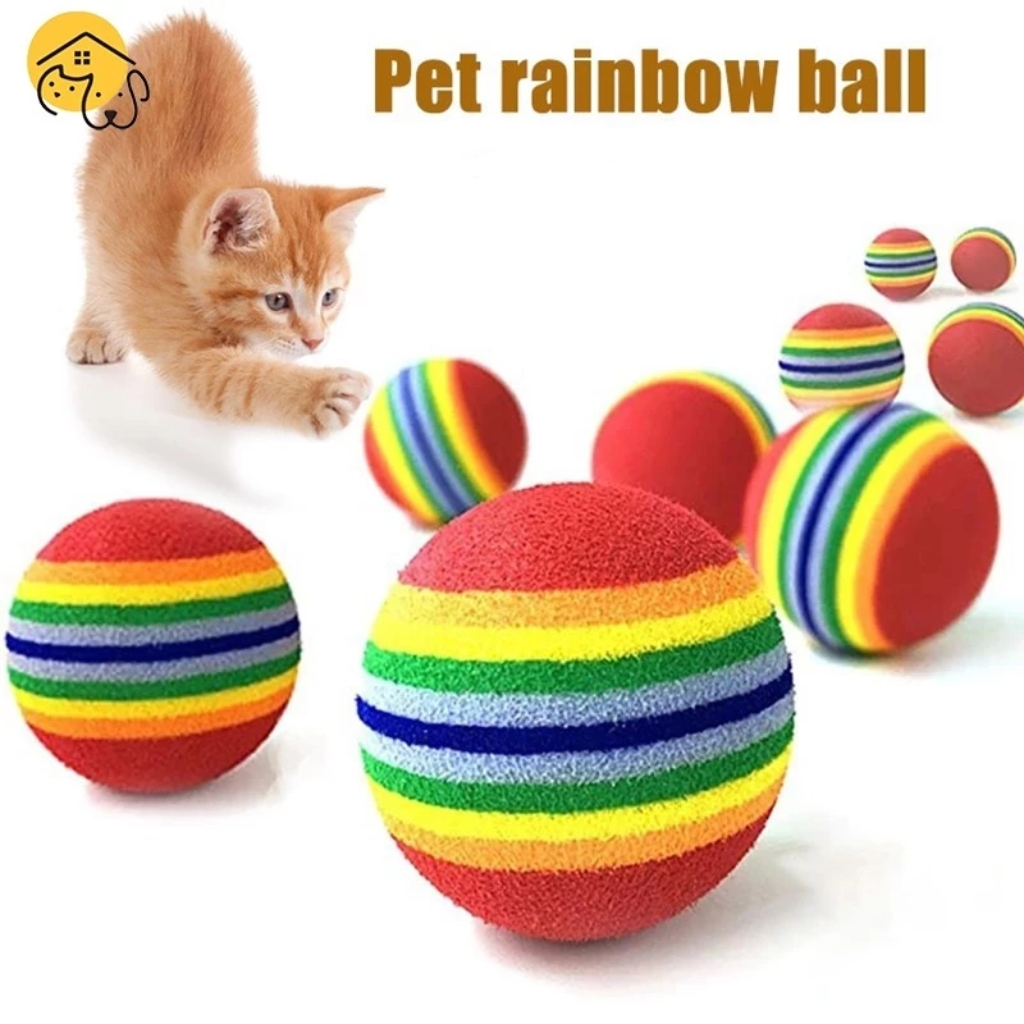 [COD]ของเล่นสัตว์เลี้ยงลูกสุนัขลูกแมวของเล่นลูกแมว Rainbow Chew Interactive Bal