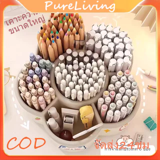 ที่ใส่ปากกาหมุนได้ กล่องเก็บดินสอการ์ตูนหมุนได้ 360 องศา ความจุใหญ่ DIY สติกเกอร์ ที่จัดระเบียบเครื่องเขียนแบบตั้งโต๊ะ