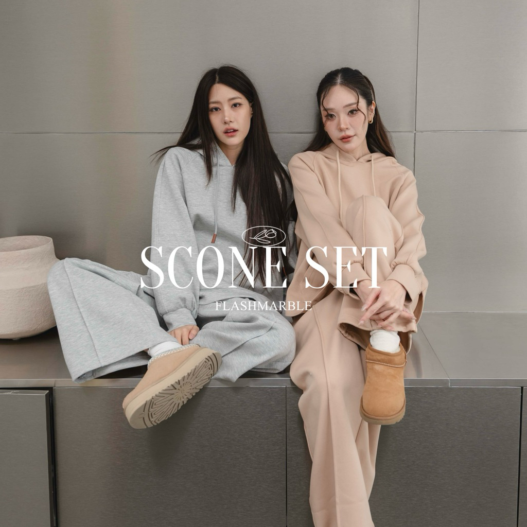 FLASHMARBLE - SCONE AIRPORT SET เนื้อผ้าคอตตอนทิ้งตัวมีน้ำหนัก เนื้อนุ่มฟู ใส่สบายมากก