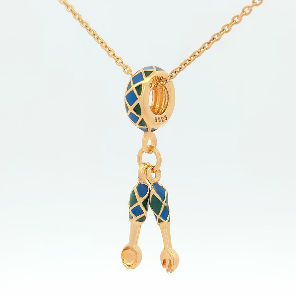 OWNORY สร้อยคอเงิน 925 ชุบทอง พร้อมจี้ Siam Duo