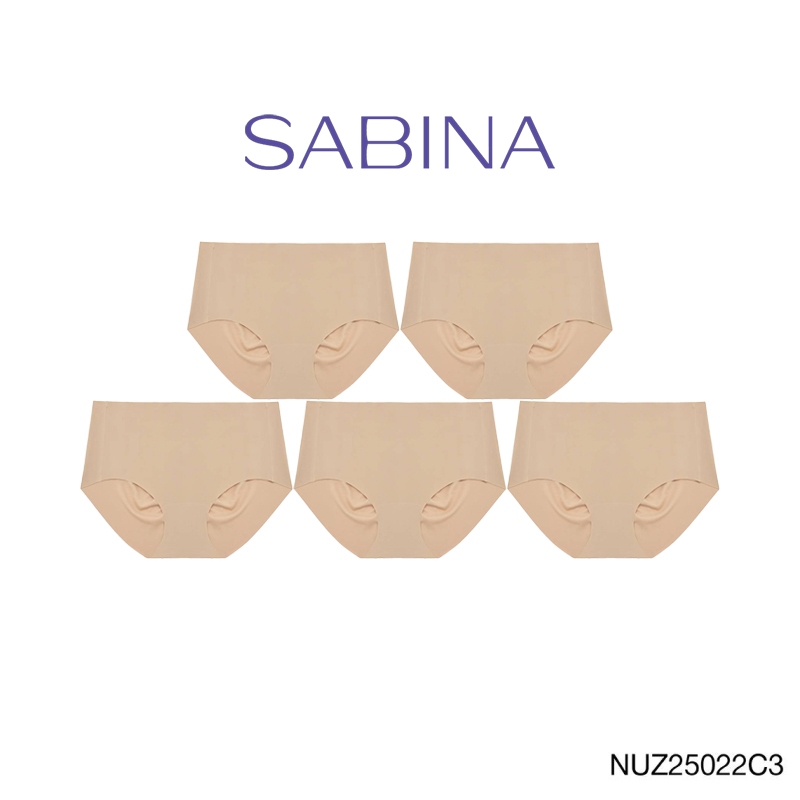 [Online Exclusive] (Set 5 ชิ้น) Sabina Panty Zone Seamless Series ทรงเอวสูงปานกลาง รหัส NUZ25022C3 - สีเนื้อเข้ม