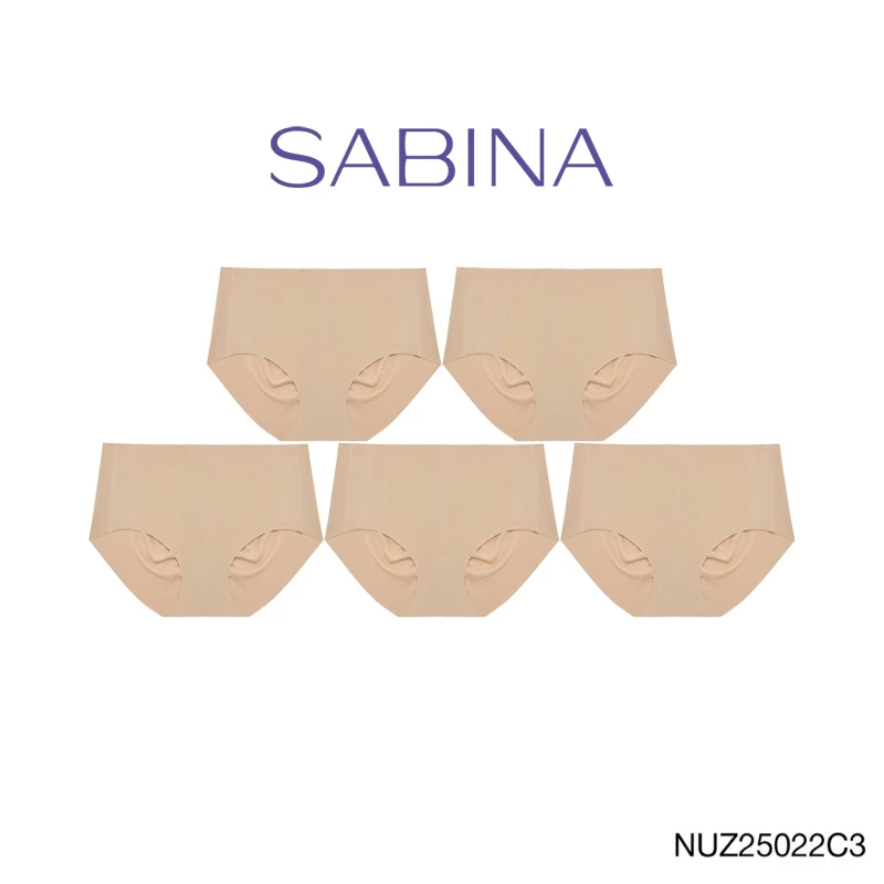 [Online Exclusive] (Set 5 ชิ้น) Sabina Panty Zone Seamless Series ทรงเอวสูงปานกลาง รหัส NUZ25022C3 - สีเนื้อเข้ม