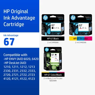[ ส่งด่วน ] ตลับหมึกHP 67 | หมึกปริ้นเตอร์เลเซอร์ สี / สีดำ Original Ink Advantage Cartridge