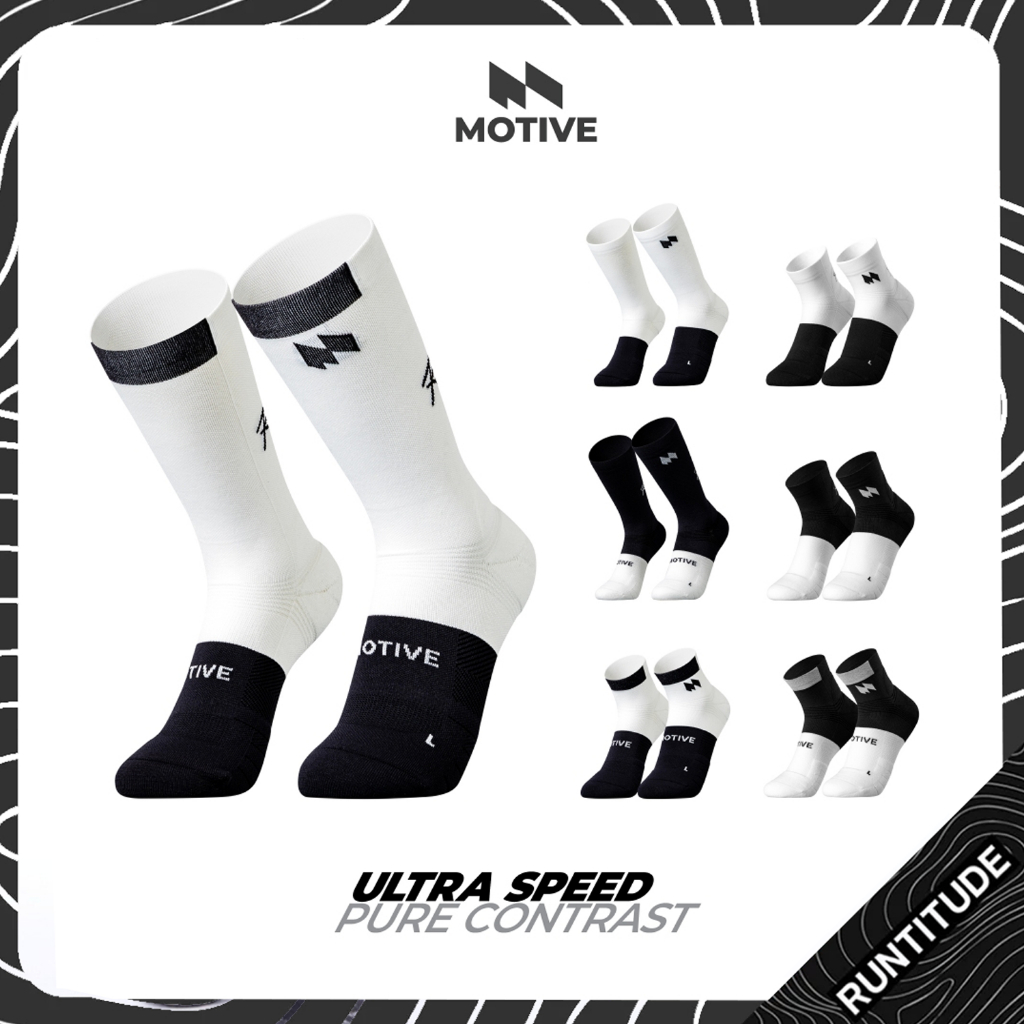 MOTIVE SOCK ถุงเท้าวิ่ง รุ่น ULTRA SPEED - Pure Contrast - ระดับหน้าแข้ง ข้อสั้น ถุงเท้ากีฬา ถุงเท้าวิ่ง