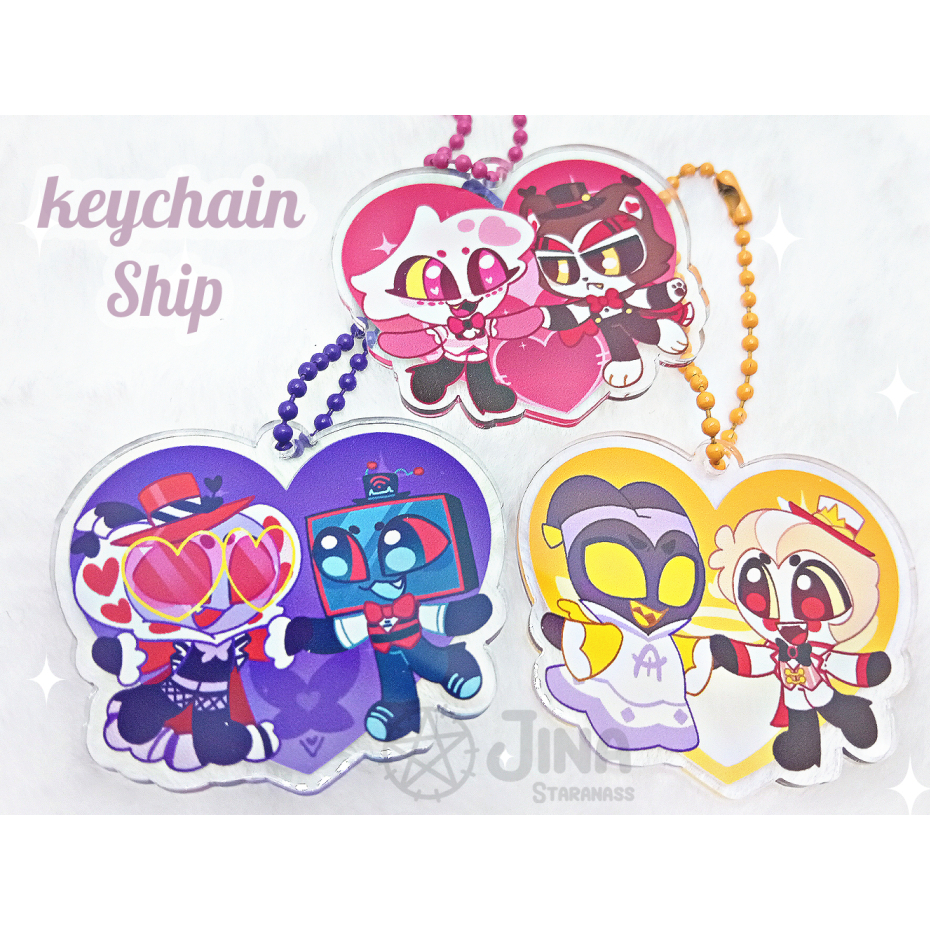 พวงกุญแจอะคริลิค หัวใจ Hazbin Hotel Ship คู่ชิป คู่รัก