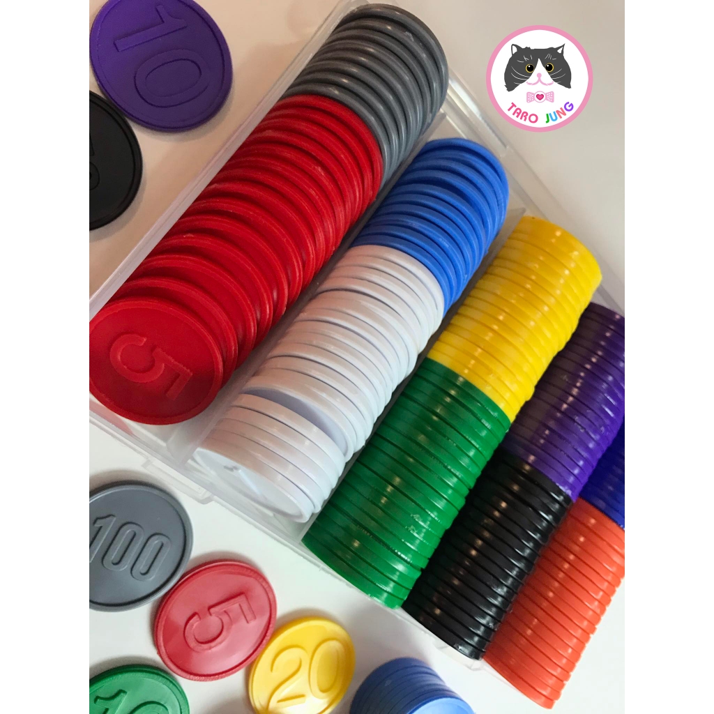 เหรียญชิปพลาสติก รุ่นV.2 (ปั้มเลข)ผลิตโดยคนไทยร้านคนไทย ใช้เล่นเกมส์ ทำคูปองโรงเรียน บริษัท เหรียญบอร์ดเกมส์ใช้ได้ทุกเกม - รูปที่ 5