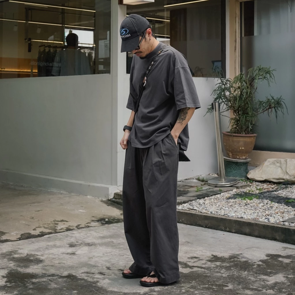 TRUFFLE STUDIO WIDE PANTS - กางเกงขาวยาว ทรง SPORTSWEAR