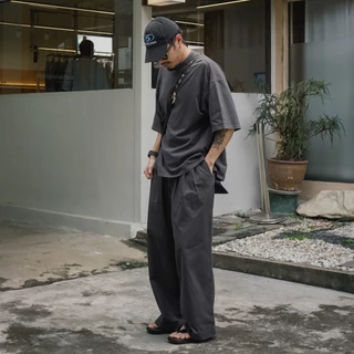 TRUFFLE STUDIO WIDE PANTS - กางเกงขาวยาว ทรง SPORTSWEAR