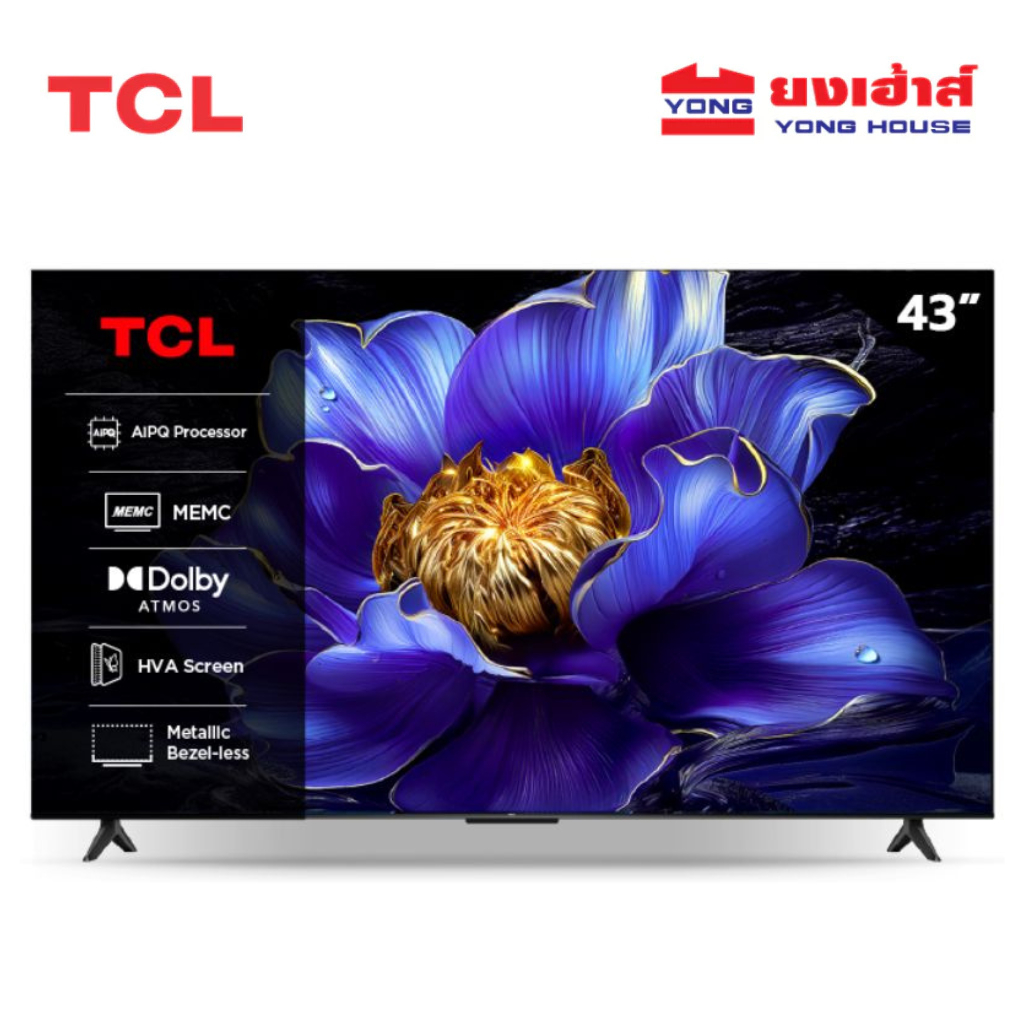 TCL ทีวี รุ่น 43V6C ขนาด 43 นิ้ว 4K UHD Google TV HVA Panel ระบบปฏิบัติการ Google