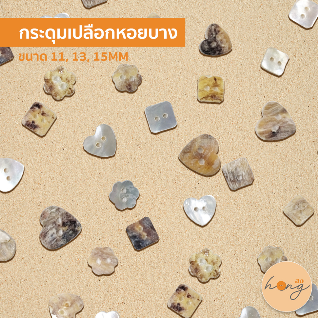 ☑️กระดุมเปลือกหอยAgoya รูปดาว Shell Buttons 2 รู A5-25065 ขนาด 11.5, 13, 15mm [พร้อมส่งในไทย]