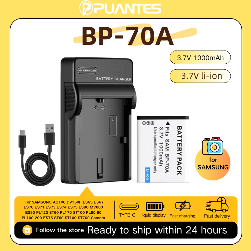 เครื่องชาร์จแบตเตอรี่ BP70A สำหรับกล้อง Samsung ES65 ES70 ST60 PL120 / 170 5X CCD
