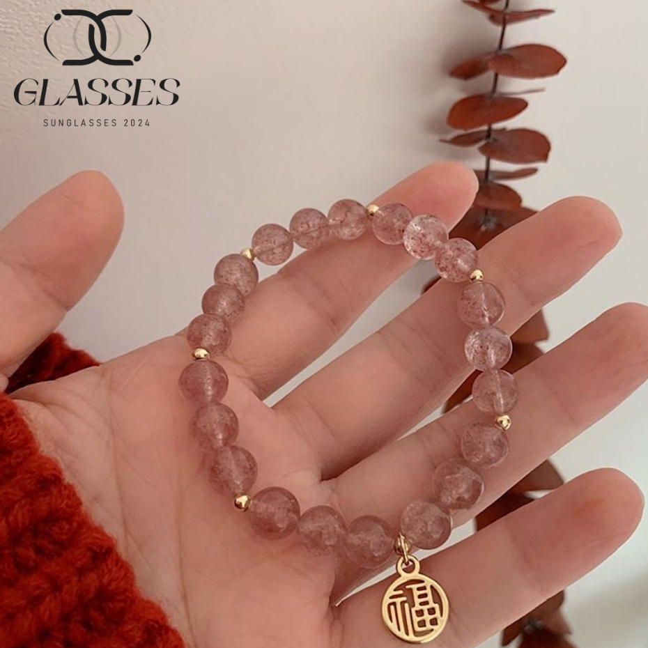 สร้อยข้อมือ จี้หินนําโชค ทรงกลม ลายหัวใจ ดอกพีช สไตล์เจ้าหญิง แฟชั่นแฟรี่ สําหรับผู้หญิง